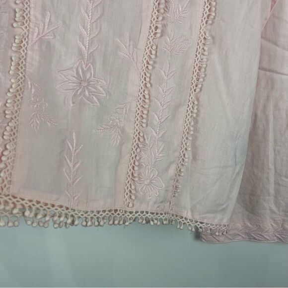 Walter Baker Randy Embroidered Cotton Long Sleeve Poplin Blouse Pink Size Small - Picture 6 of 11
